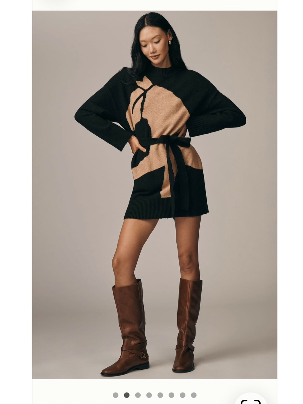 Anthropologie Corey Lynn Calter Heidi Belted Sweater Mini Dress Equestrian Horse